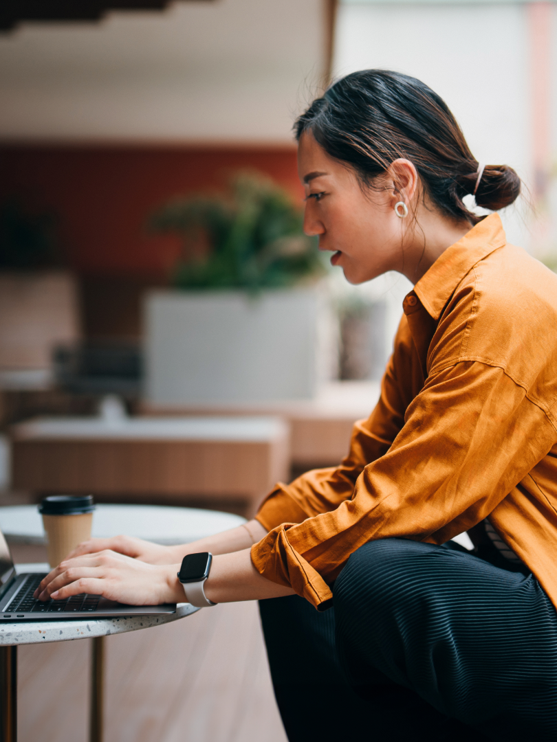 Woman using health technology platform
